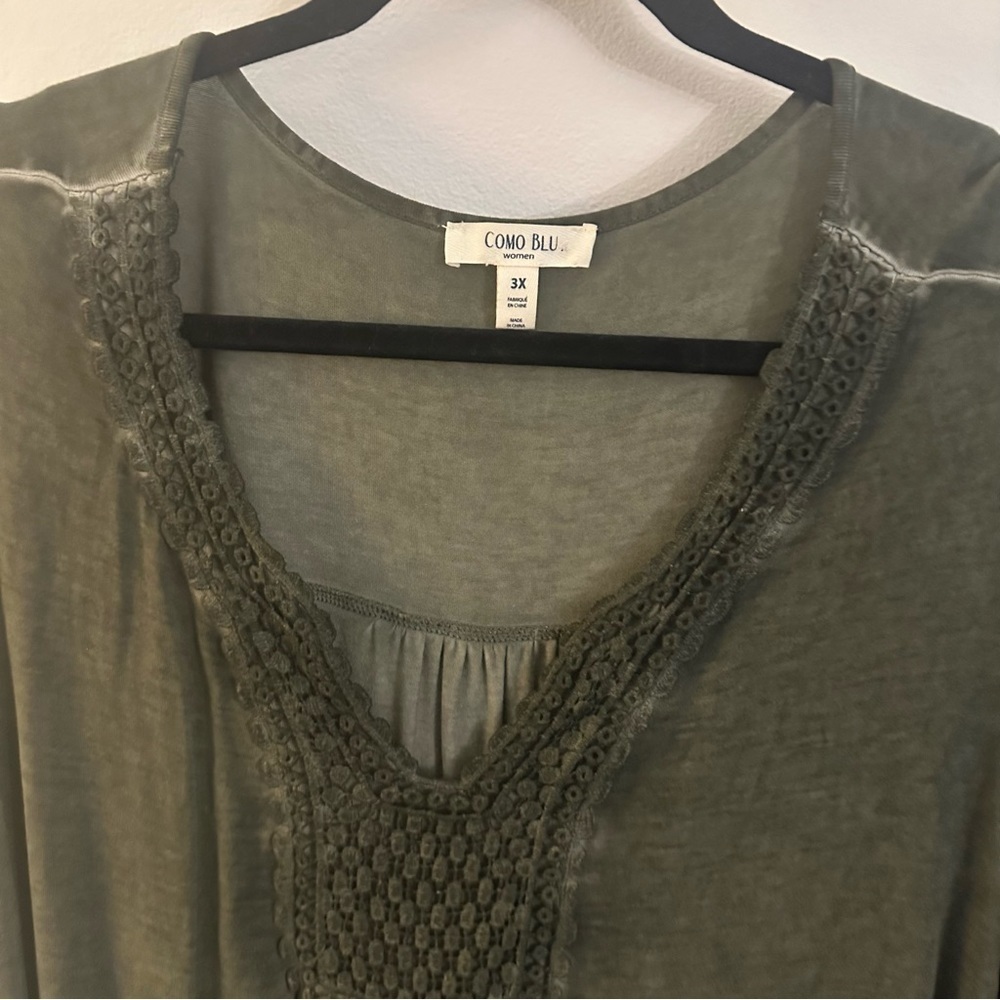 Como Blu Green Long Sleeve Romantic Bohemian Tunic Top Flowy - Picture 2 of 11